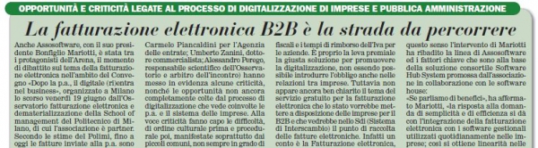 Italia Oggi: da Assosoftware un impulso alla diffusione della Fatturazione Elettronica B2b.