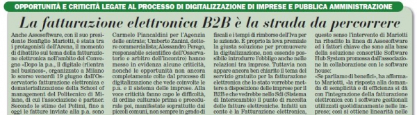 Italia Oggi: da Assosoftware un impulso alla diffusione della Fatturazione Elettronica B2b.